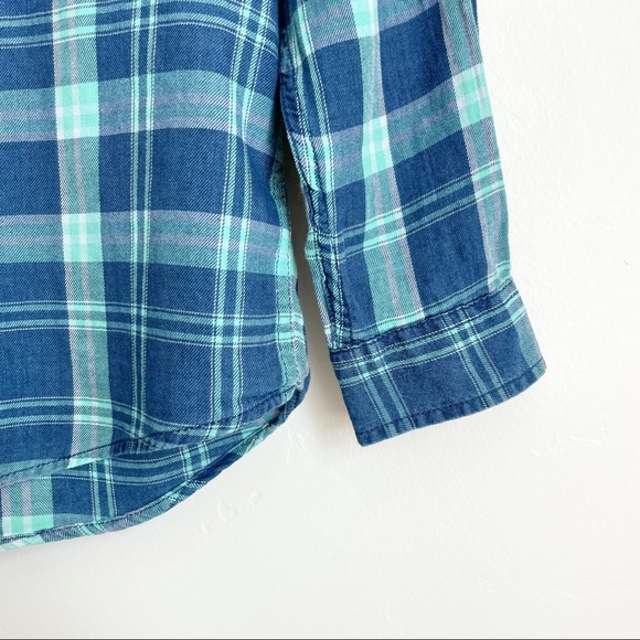 Cat & Jack Boy's Blue Plaid Button Up Shirt - Picture 7 of 8